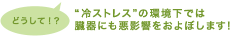 どうして！？ 冷ストレスの環境下では臓器にも悪影響をおよぼします！